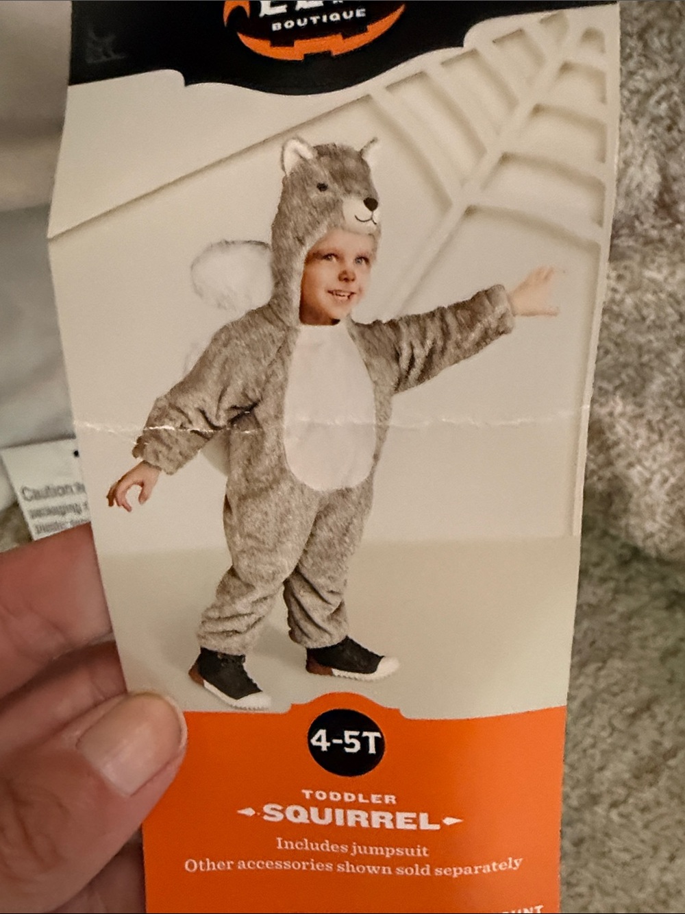 Toddler Gray Squirrel Costume Jumpsuit - Plush Hooded Outfit (4-5T)